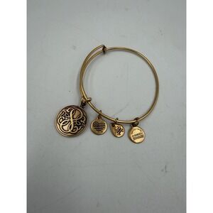 Alex and Ani Path of Life Charm Bangle Bracelet Antiqued Gold Tone Finish